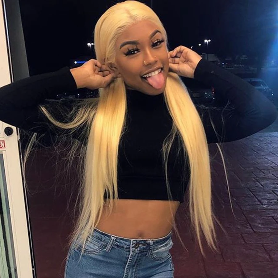 #613 светлые шелковистые прямые человеческие волосы 13 × 6 кружевные передние