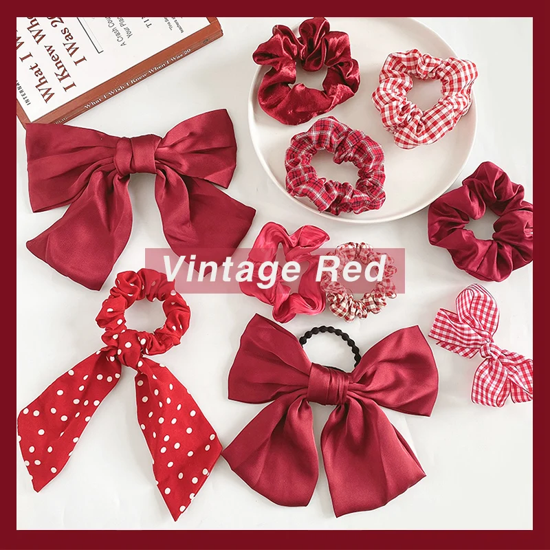 Аксессуары для волос с красным бантом обруч кольцо в виде свиных кишечника