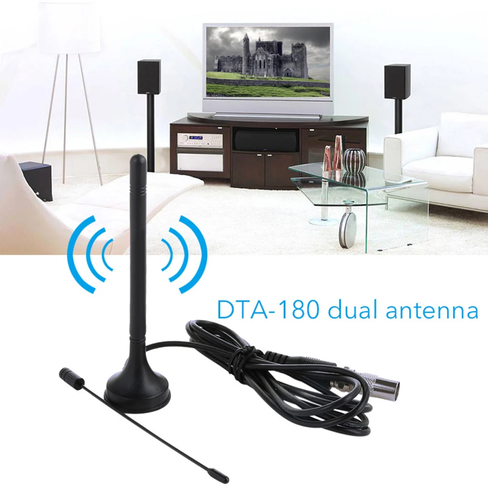 Цифровая ТВ-антенна HD двойная антенна DVB-T для помещения и улицы TV 30dBi Усилитель