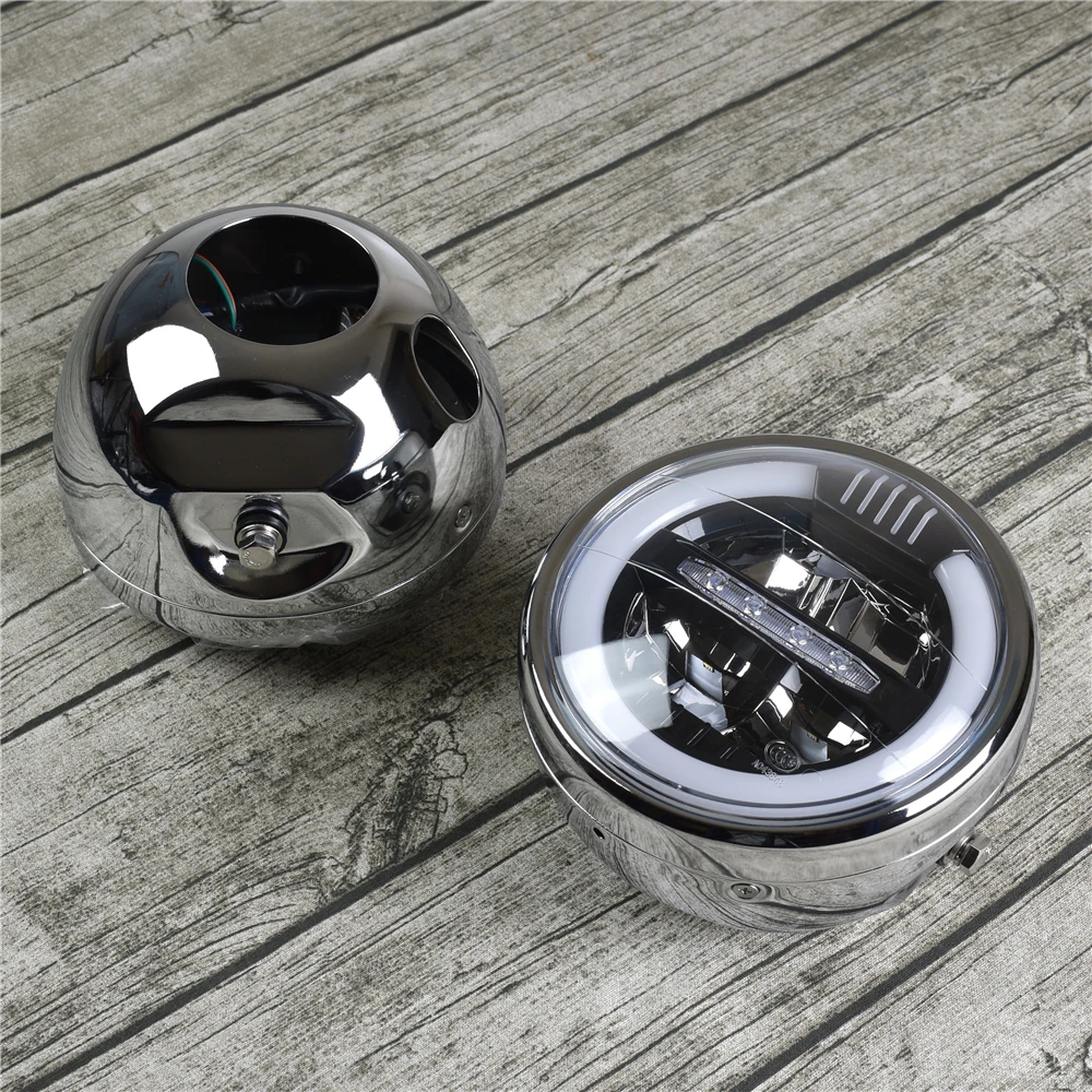 Мотоциклетная светодиодная фара в сборе кольцо ореола DRL с ближним/дальним