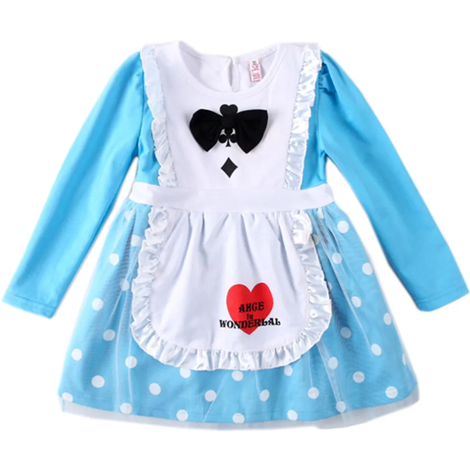 Alice Long Sleeve Минни» для маленьких девочек платье принцессы из хлопка и Косплэй вечерние одежда игрушки История Джесси Ариэль Минни Мулан Алиса Белоснежка Эльза, Белль платья - Цвет: Alice Long Sleeve
