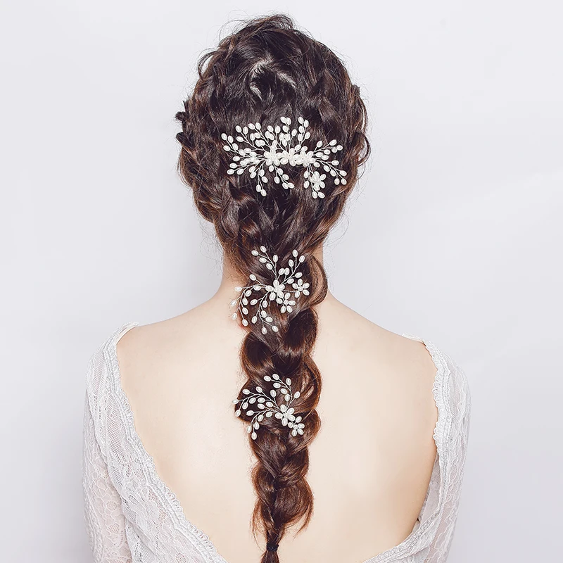 3 шт./упак. розовый золотой цвет жемчужный свадебный гребень для волос зажим