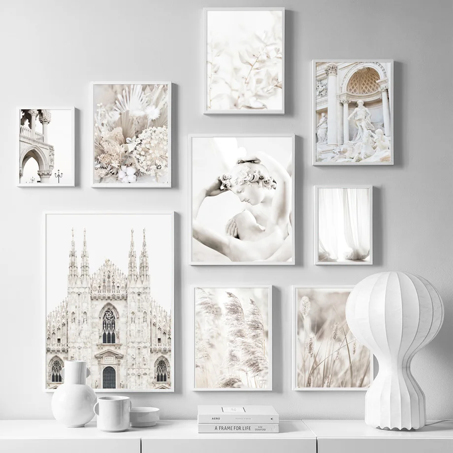 

Trevi Fountain White Flower Reed Church Wall Art Canvas Painting Nordic Posters And Prints Wall Pictures For Living Room Decor