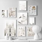 Фонтан Треви, белый цветок, тростниковая церковь, настенная живопись на холсте, скандинавские постеры и принты, настенные фотографии для декора гостиной