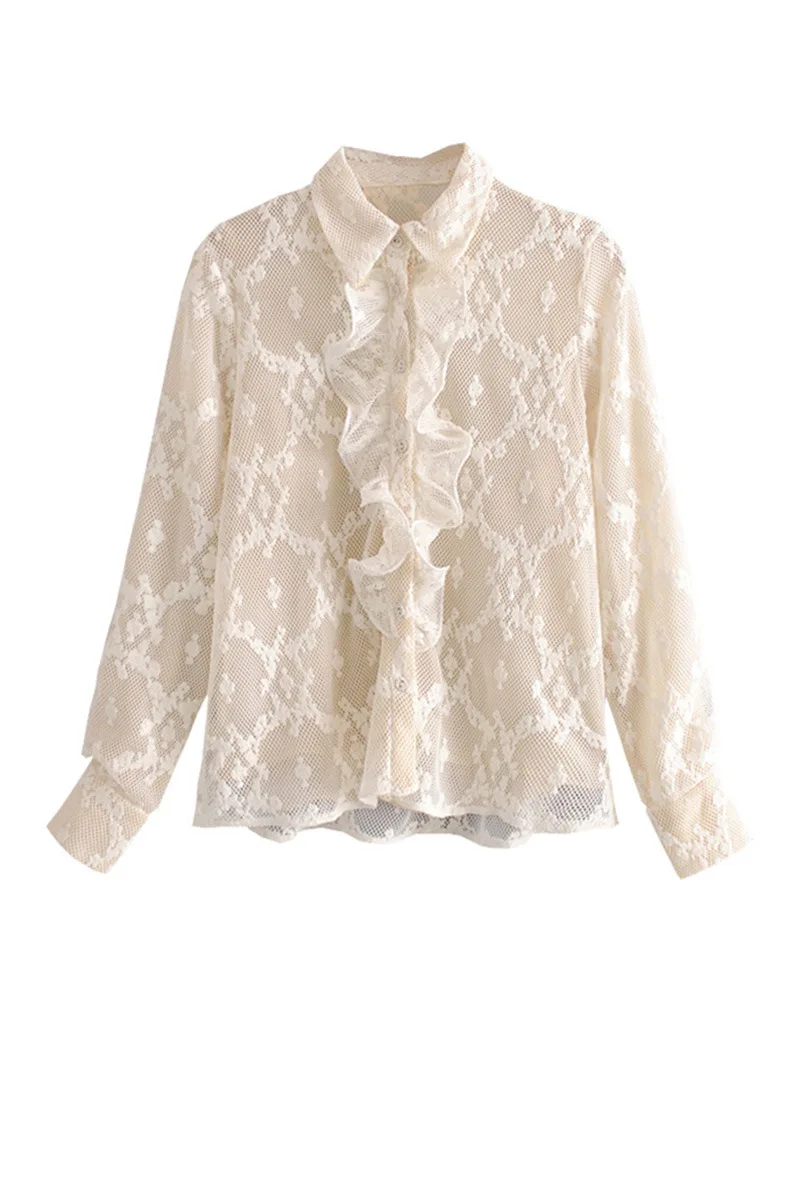 

2021 Spring Shirts Lace Women Korean Style Cute Long Sleeve Blouse Elegaht Short Casual Coat Summer Tops