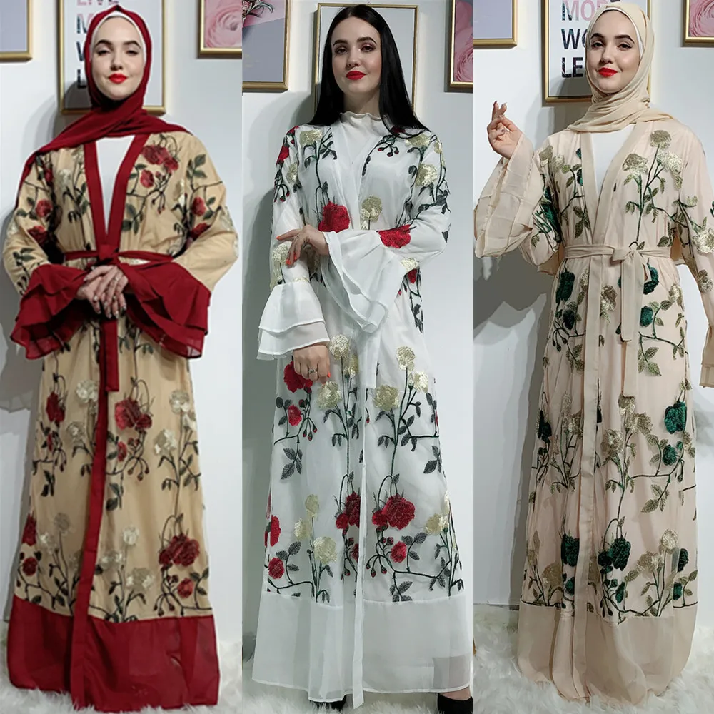 

Muslim Dress Hijab Dubai Abaya Arabic Islamic Clothing Bangladesh Ramadan Evening Dresses Embroidery Lace Caftan Moroccan Kaftan
