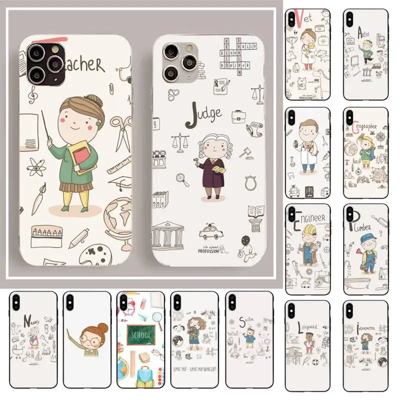 

MaiYaCa Cute Profession Teacher Phone Case for iphone 13 11 12 pro XS MAX 8 7 6 6S Plus X 5S SE 2020 XR cover