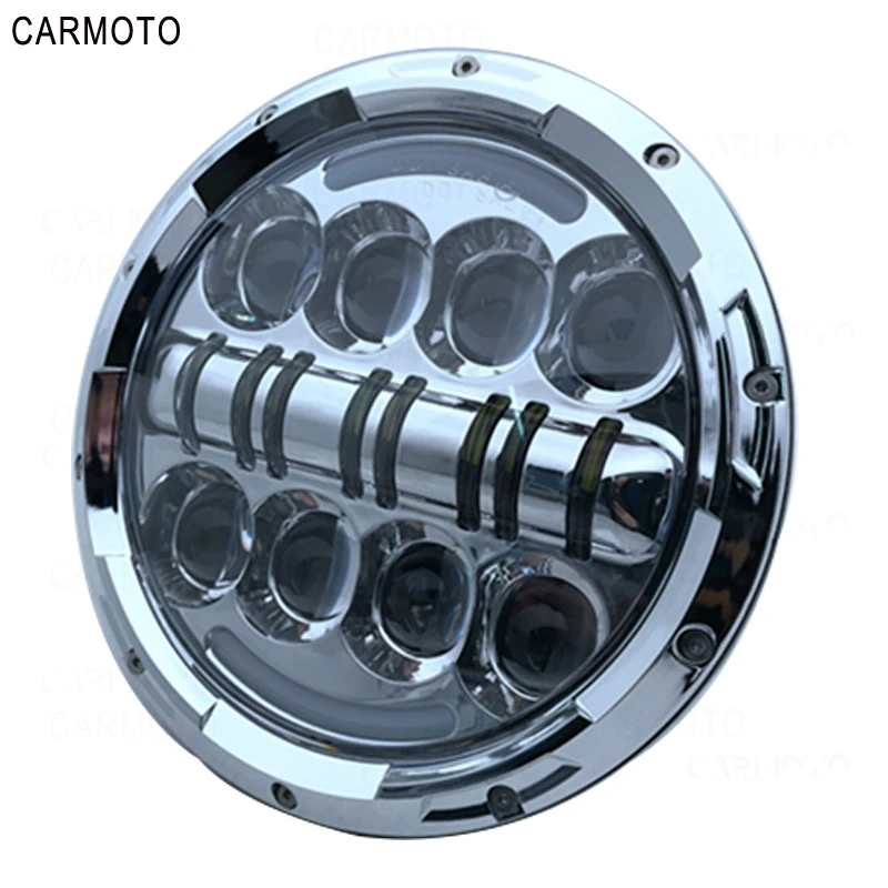 1pcs 7 Inch DOT SAE E9 Motorcycle Headlamp with angle eye Led Headlight 7inch housing bucket trim ring for Touring Electra Glide