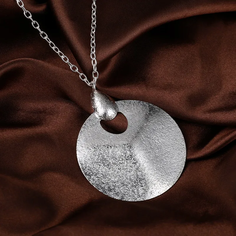 Недорогое матовое серебряное круглое ожерелье с подвеской серьги подходящие ко