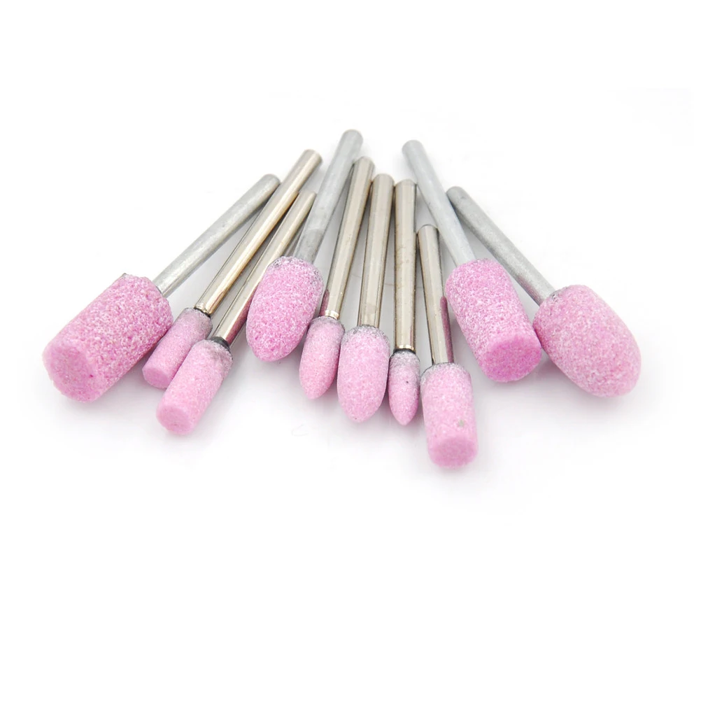 

ZLinKJ 10pcs Grinding Wheel 1/8 Shank For Dremel corundum Pink Mounted Stone Rotary Tool