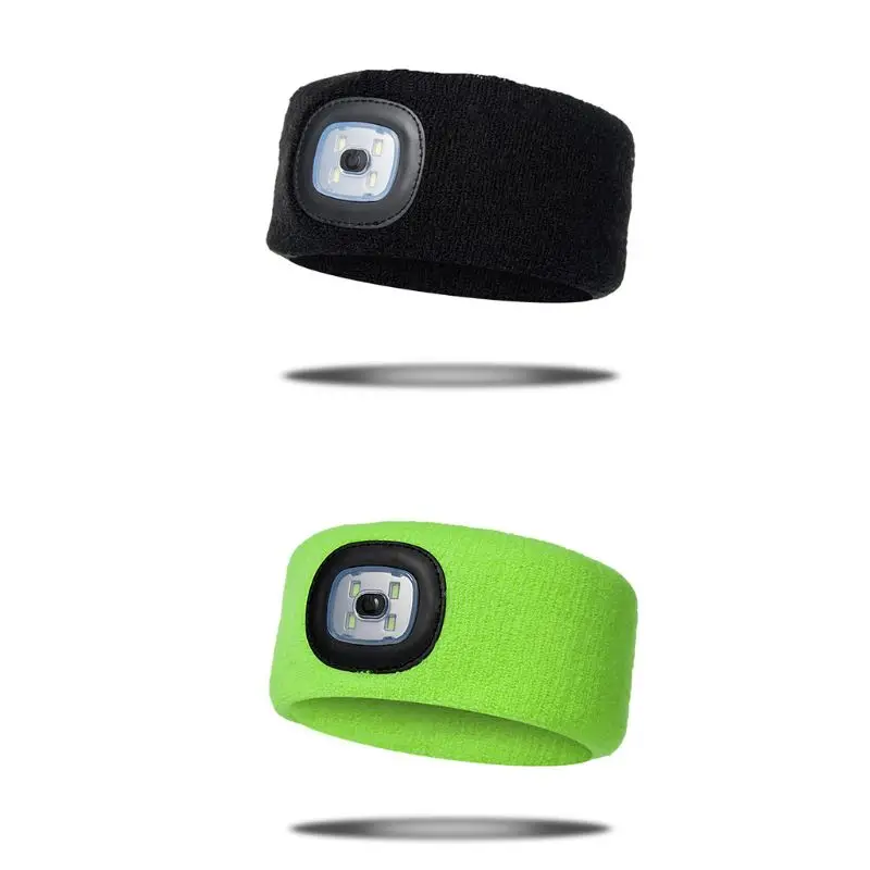 

LED Head Light Unisex Turban with Torch Rechargeable USB Knitted Baggy Eye Mask