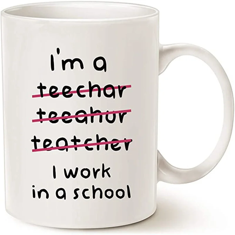 

Забавные кофейные кружки для учителя, я учитель, я работаю в школе, лучший мотивационный и вдохновляющий подарок, белый, 11 унций