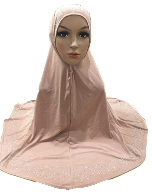 Camel Один кусок Hijab шарф Мусульманский Amira молитва Khimar шляпа Женщины исламский головной убор над головой тюрбан, головной платок полное покрытие поклонения службы - Цвет: Camel