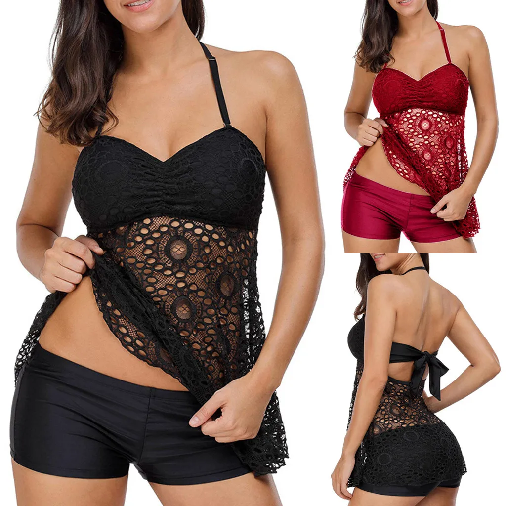 

Women Summer Two Piece Sexy Hollow Out Backless Beach Solid Swimwear Sets 2020 Girl Beach Bathing Suit Swimwear Biquinis Hot #W