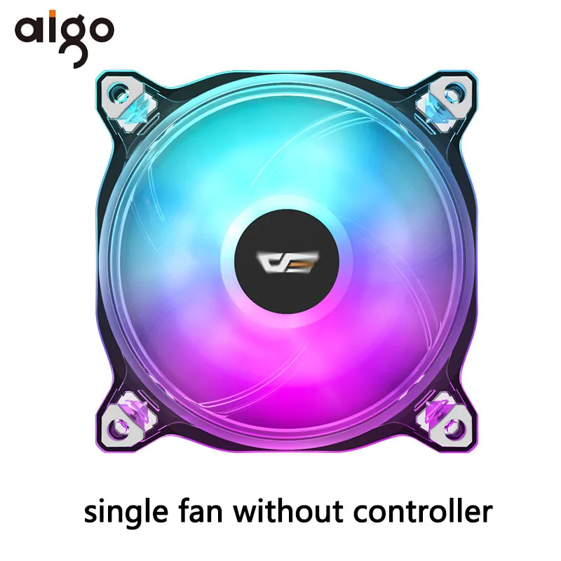 single fan Aigo вентилятор RGB 120 мм компьютерный ПК Корпус Вентилятор прозрачная рамка тихий+ дистанционный Вентилятор охлаждения процессора компьютера регулировка скорости AURA SYNC RGB Корпус Вентилятор - Цвет лезвия: single fan