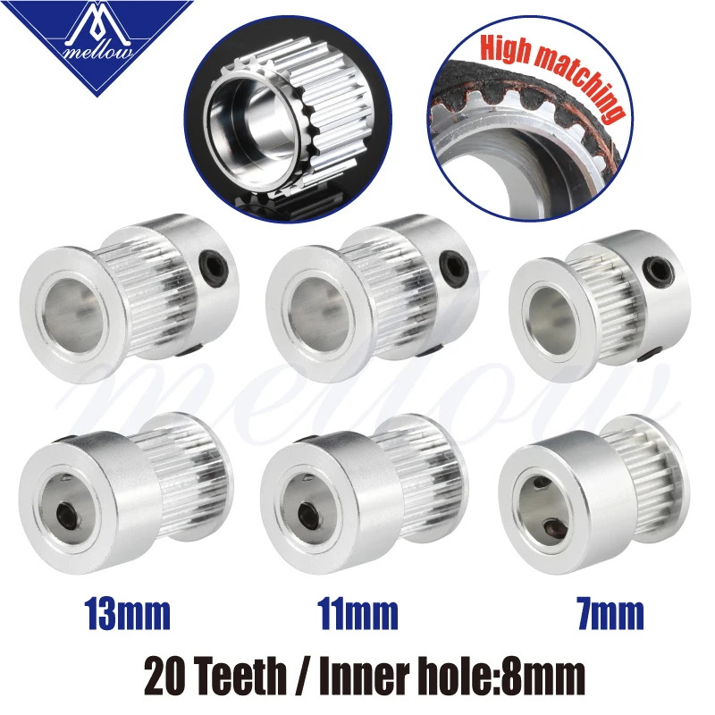 Mellow Gt2 20 Tooth Timing Pulley Bore 8mm For Gates-ll-2gt Width 6mm 9mm 10mm 12mm Gt2 Synchronous Belt 2gt 20 teeth Pulley