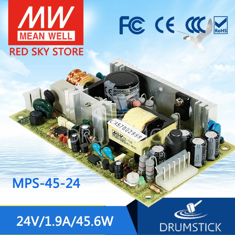 Meanwell MPS 45 24 24V 1.9A meanwell 6 W одиночный выход медицинский тип|Импульсный источник