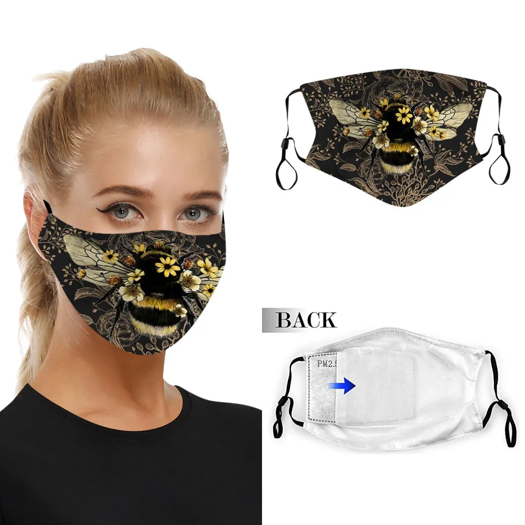 1 шт. многоразовая дышащая Маска Для Лица с принтом пчелы |
