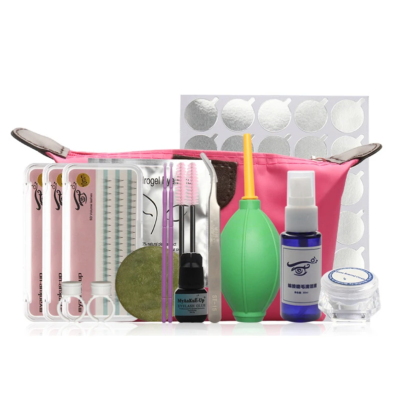 

13 in 1 Eyelashes Extension kit, False Eyelash Extension Grafting Practice Curl Glue Tweezer Tools Set Bag For Self-operation