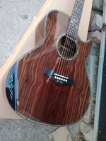free shipping all solid european ebony wood guitar cutaway custom handmade ga body 14 frets single cut armrest acoustic guitar