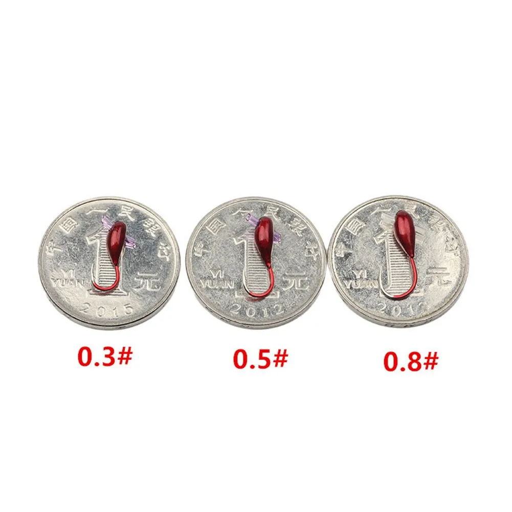 

1/10/20pcs Ice Lake Fishhook Fishing Hooks Overturned Jig Head Lead Hook Barbed Design Red Worm Hooks Pesca Fish Tackle Tools