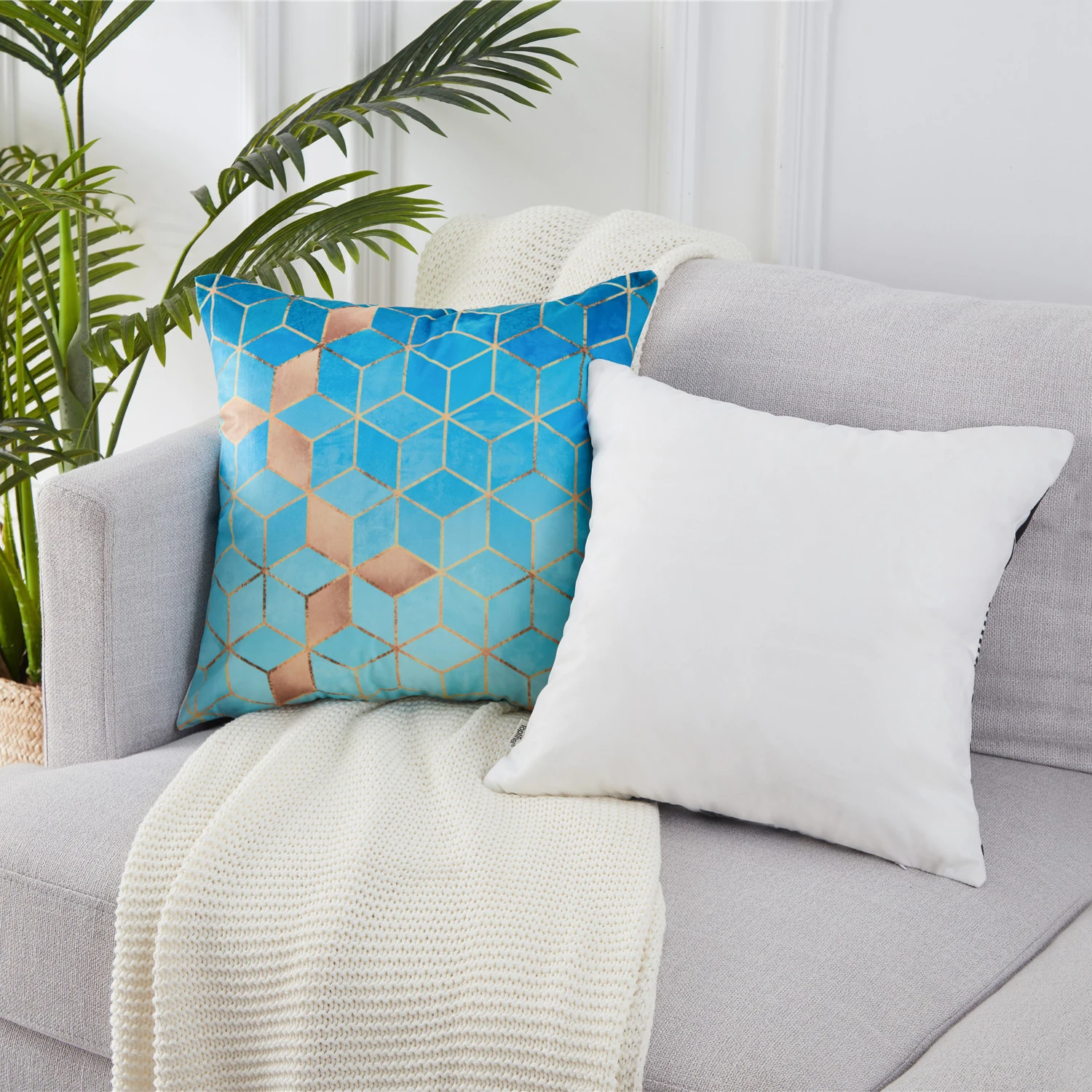 YokiSTG наволочка для подушки с геометрическим принтом ромбическая из полиэстера