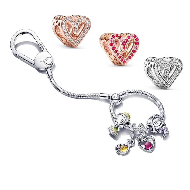 

Latest Jewelry Gifts For Women Bracelets Keychain DIY Love Charms Fit Original Pandora 925Sterling Silver Beadeds Bangle Llavero