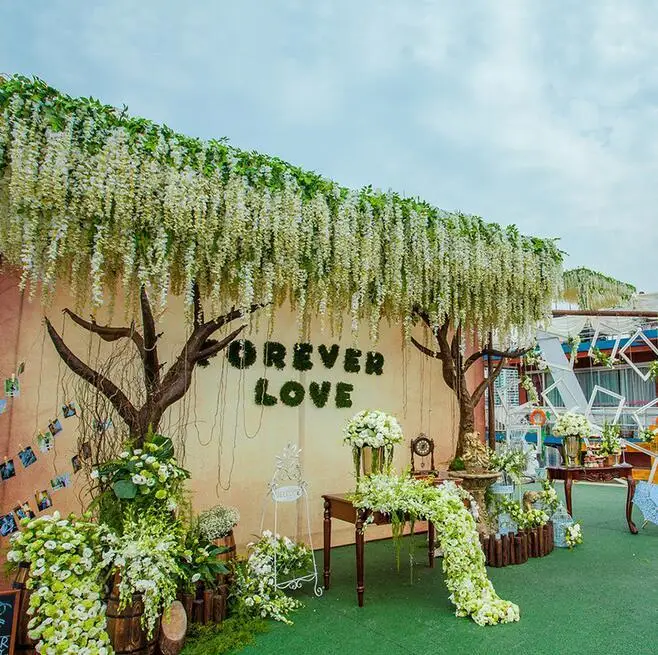 Белая искусственная шелковая Глициния гирлянды имитация искусственный цветок