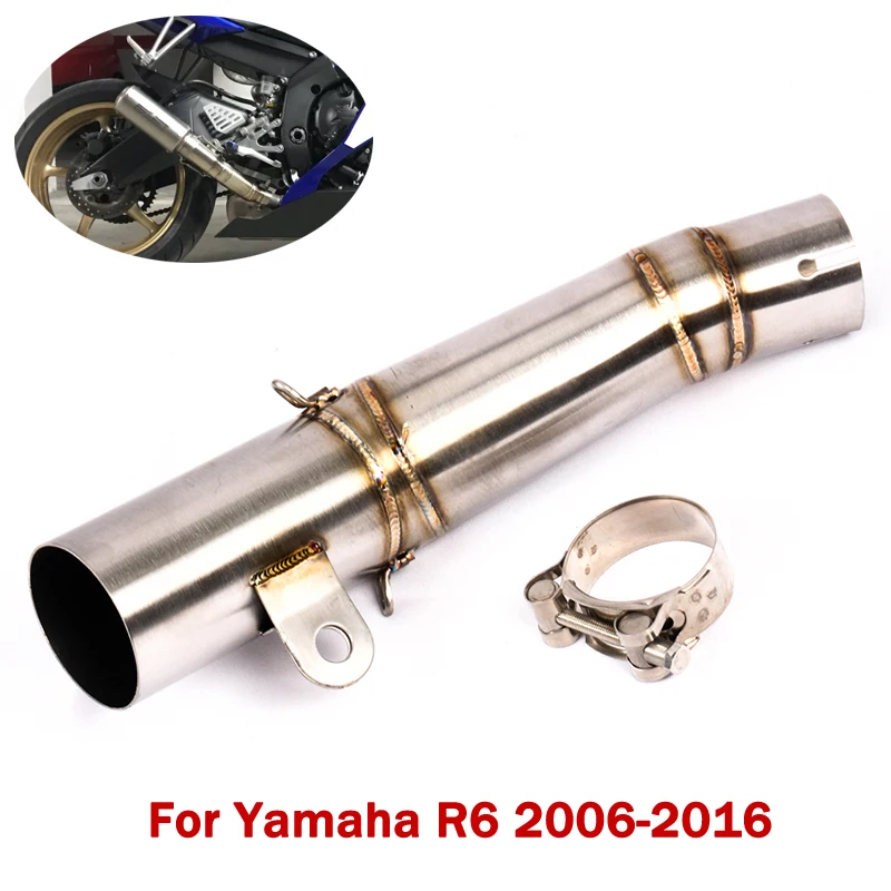 

60.5mm Stainless Steel Middle Mid Pipe Exhaust System Modified Connect Link Tube Slip On Motorcycle For Yamaha YZF R6 2006-2016