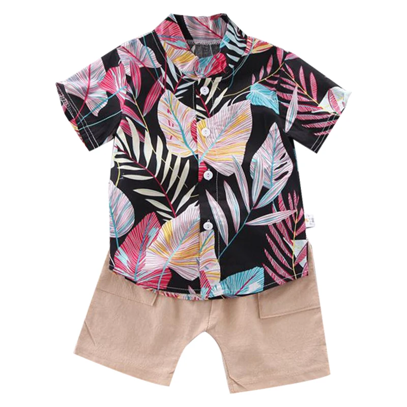 2021 new children's clothing birthday Summer Boys' printed boys' cotton long sleeve 2-piece shirt + pants 01234 years old |