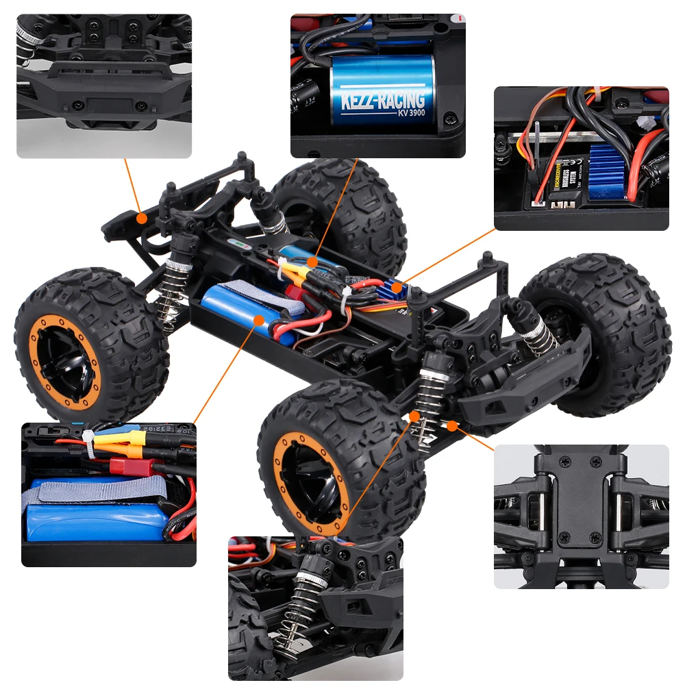 

16889A 1/16 RC Car 45km/h High Speed Brushless Motor 4WD RC Race Truck Car Big Foot Off Road Car Toy for Adult Kids rc car