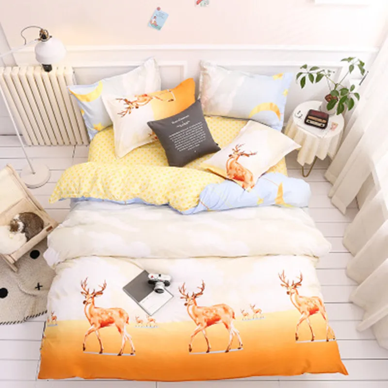 4pcs Bedding Set Christmas Snowflake Unicorn Elk Printed Bed Linings Duvet Cover Sheet Pillowcases Dropshipping | Дом и сад