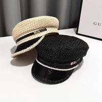 womens cap summer thin breathable pearl chain lattice navy hat british octagonal hat spring and autumn temperament duck tongue