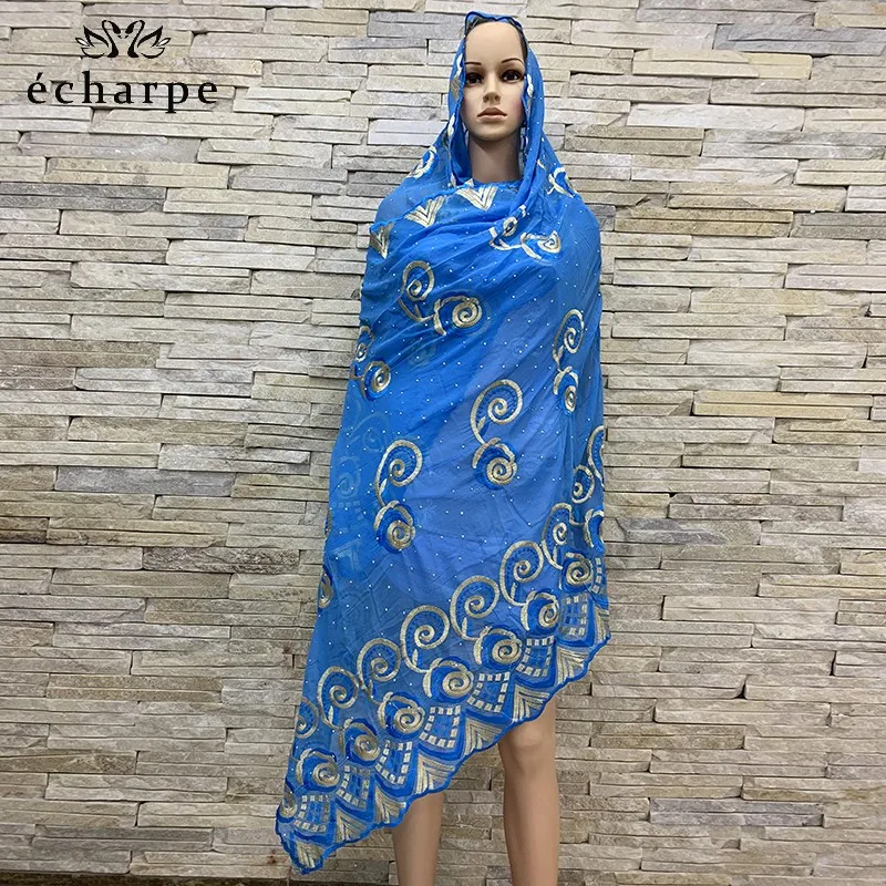 Latest african women scarfs muslim women embroidery Chiffon scarf embroidery scarf
