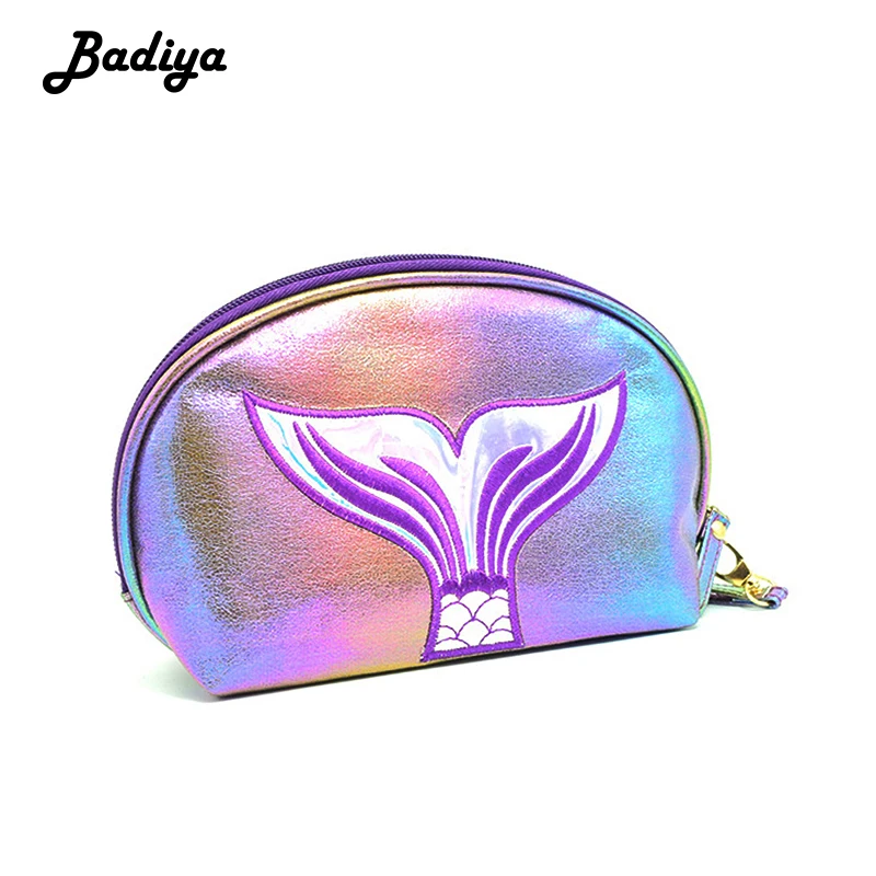 Новинка 2020 косметичка в виде русалки с лазером рыбий хвост полукруг красивый