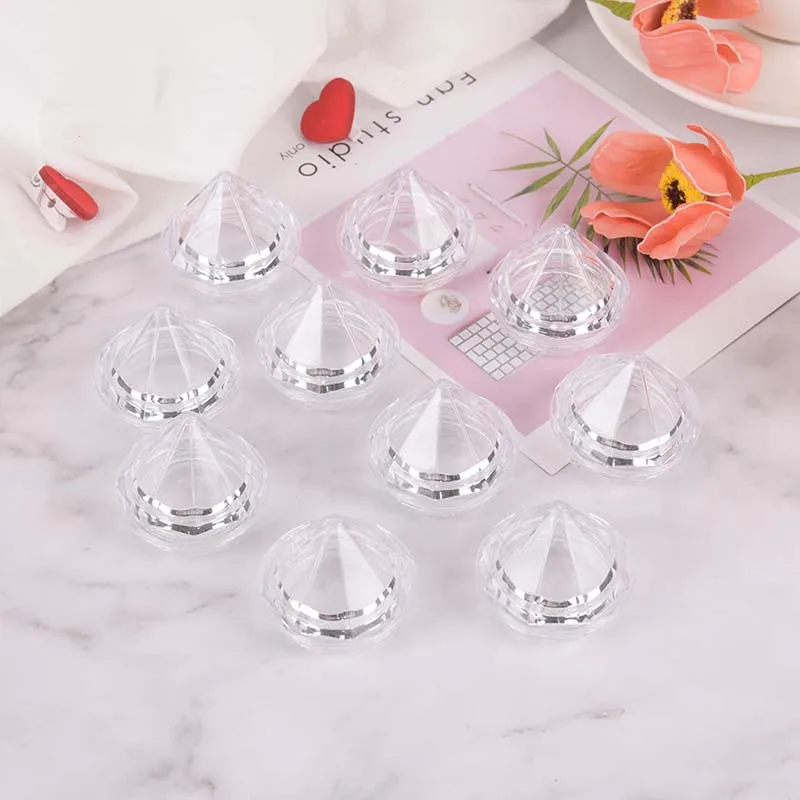 

10Pcs/Set 5g Mini Cosmetic Empty Jar Pot Diamond Cream Box Eyeshadow Makeup Face Cream Container Portable Refillable Bottles