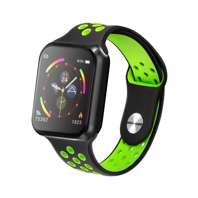 black-black green Soulusic спортивные Смарт-часы F9 IP67 Водонепроницаемый сердечный ритм полный сенсорный экран Smartwatch для Apple Android часы PK F8 w34 iwo 8 10 - Цвет: black-black green