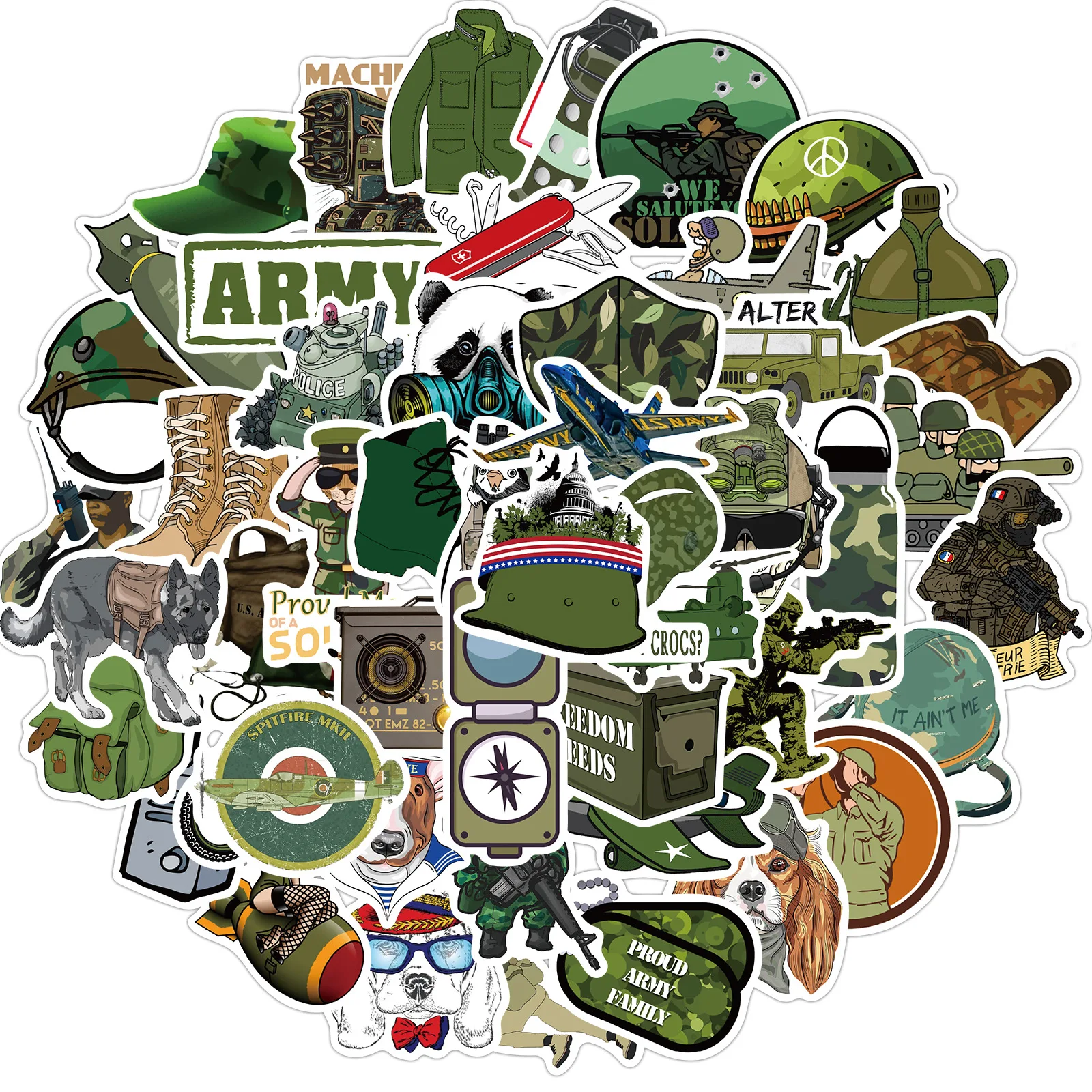 

10/30/50pcs Military Fan Special Forces Stickers for Notebook Army Soldier Sticker Vintage Craft Scrapbooking Material Wholesale