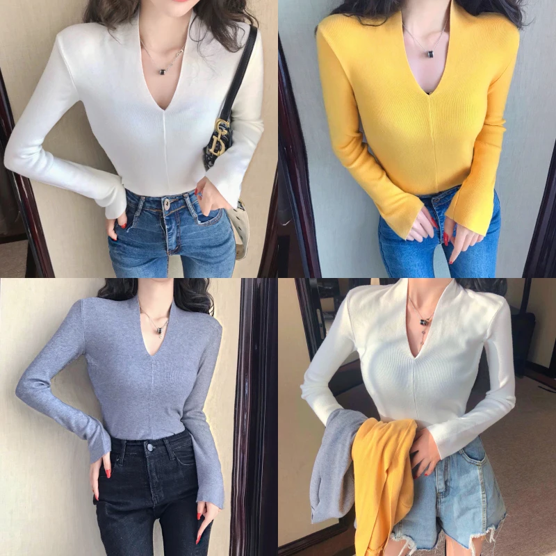 Женский свитер мягкий корейский стиль обтягивающий зимний сексуальный