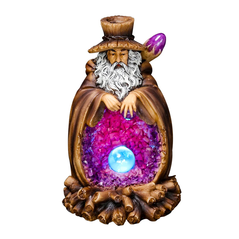 

Halloween Resin Tree God Statue Reflux Incense Burner With Led Lamp Home Tea Sculpture Figurine Crafts Decorations