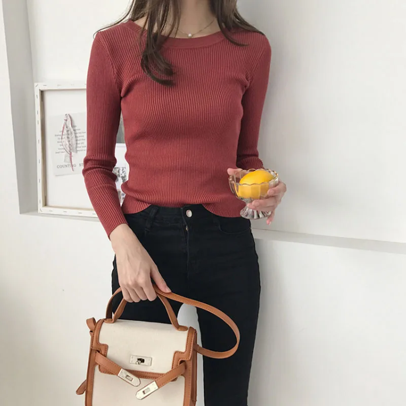

Winter Thin Woman Sweaters Autumn Jumper 2020 Fall Solid Knitted Sweater Women Clothes Black Korean Pullover Tops Vintage White