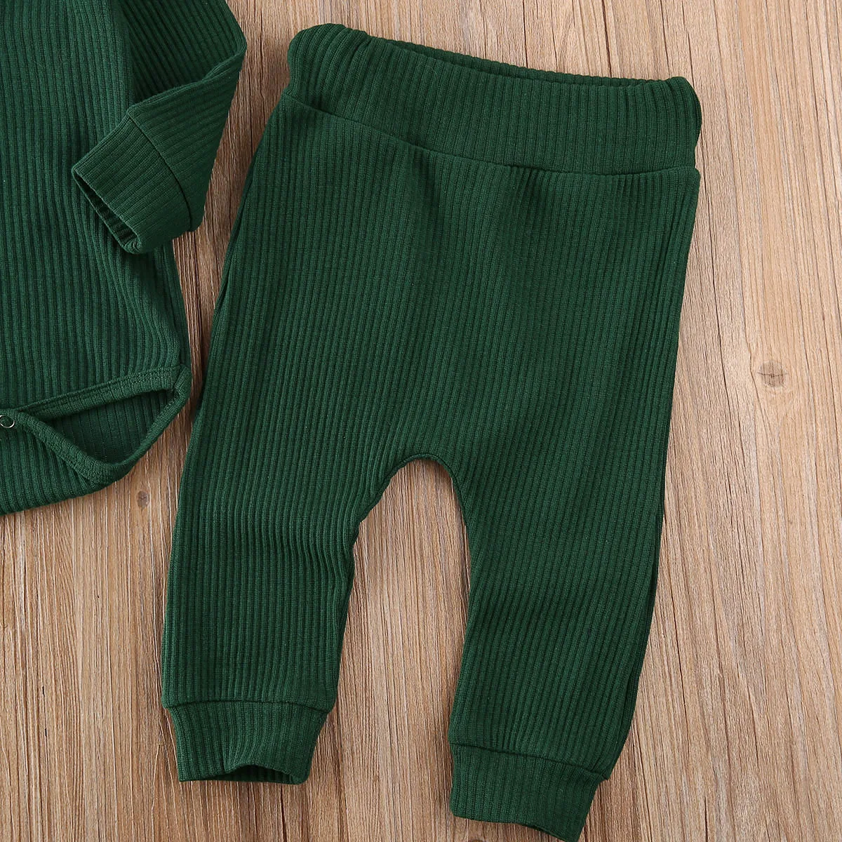 

Dropshipping Ribbed 2Pcs Sets Newborn Baby Girl Boy Long Sleeve Romper+Pants Solid Unisex Baby Clothes Autumn Outfits 0-24M