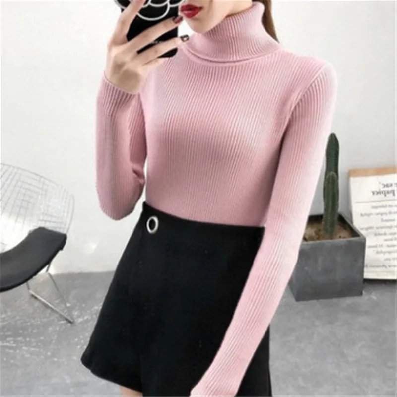 

Casual Slim Knitted Sweater Women 2021 Autumn Winter Korean Turtleneck Long Sleeve Pullover Female Jumper Knitwear Warm Sweaters