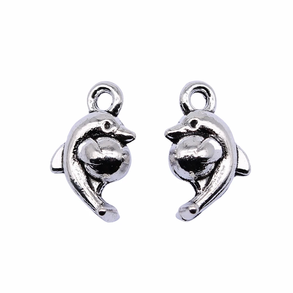 

Tristana 40pcs 15x8mm Antique Silver Color Dolphin Charms Pendant For Jewelry Making DIY Jewelry Findings