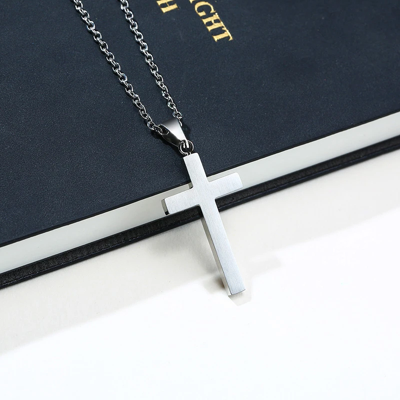 Meaeguet черный цвет классический крест кулон для женщин простой нержавеющей стали