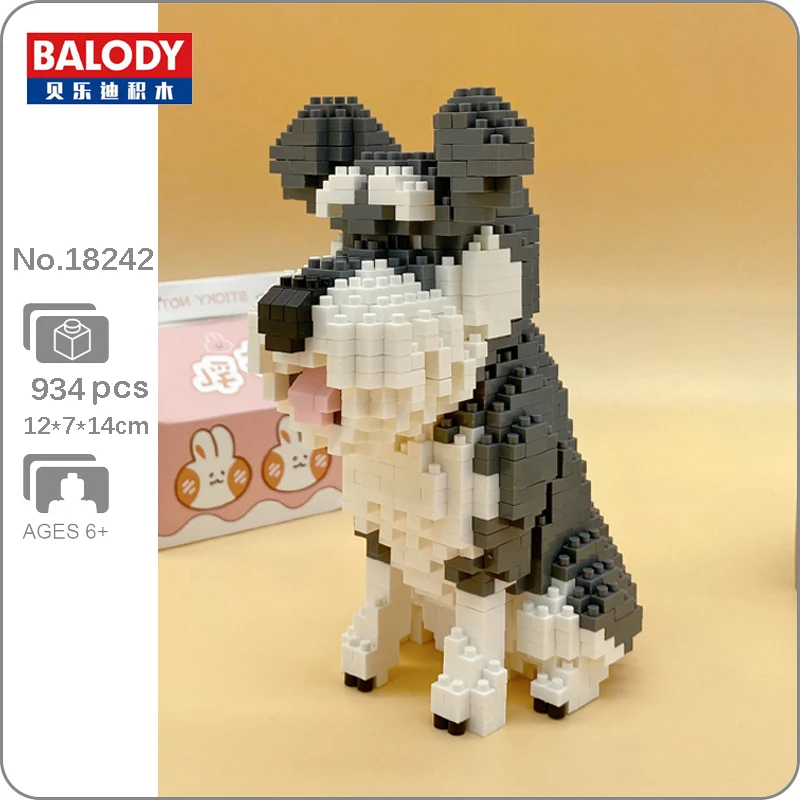 

Balody 18242 Cartoon Standard Schnauzer Dog Animal Pet 3D Model DIY Mini Diamond Blocks Bricks Building Toy for Children no Box