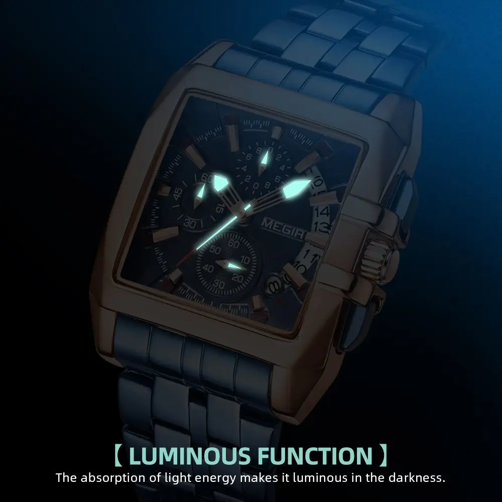 Часы Megir Мужские кварцевые с хронографом роскошные деловые водонепроницаемые