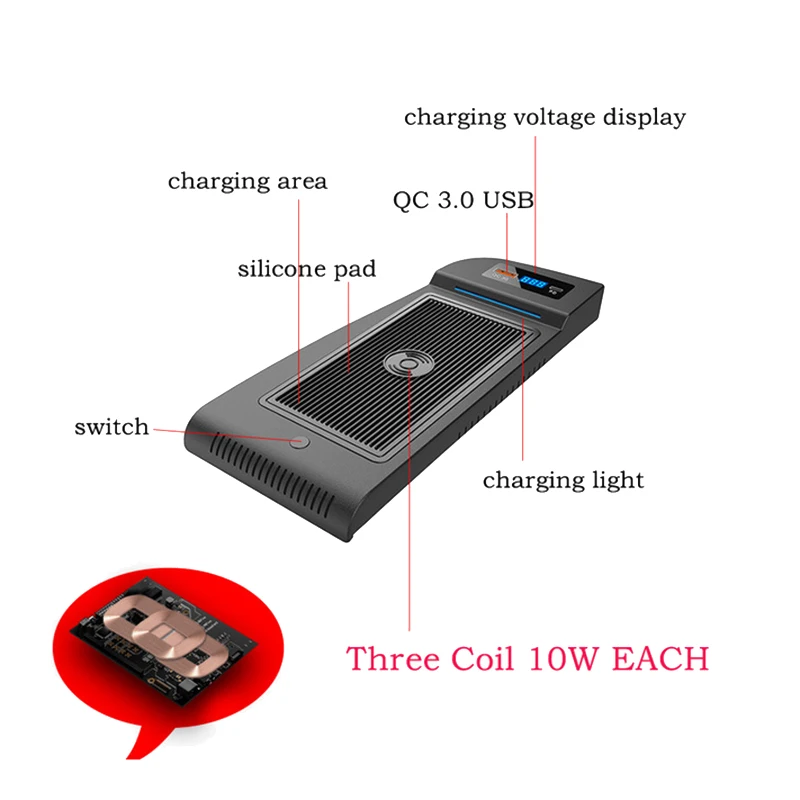 

30W Car Wireless Charging Panel Phone Charger Pad Holder for Toyota Alphard 2018 2019 2020 RHD