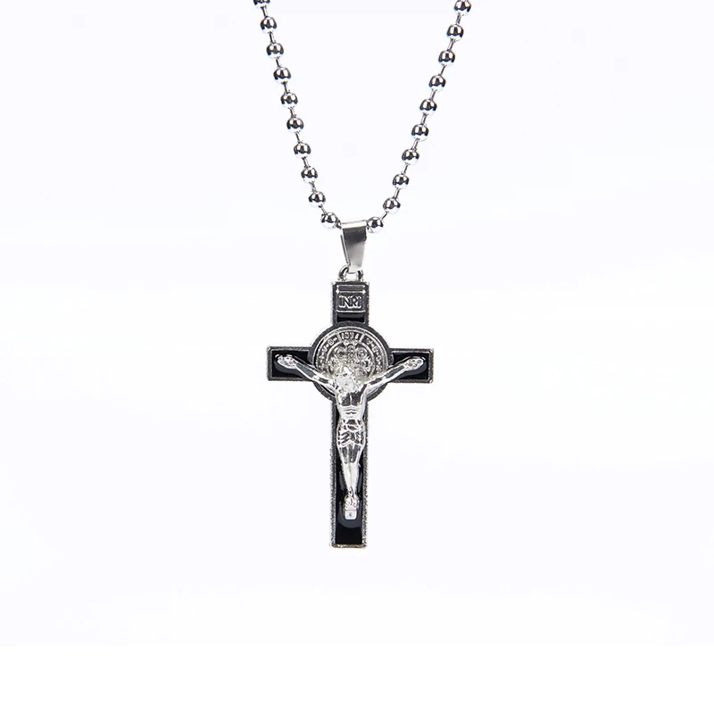 

enamel alloy Steel Cross Pendant Necklace for Men Women Minimalist Jewelry Male Female Prayer Necklaces Chokers Silver Color Gif