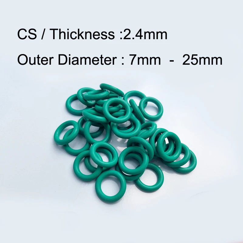 

100PCS Rubber O Ring CS 2.4mm x OD 7/8/9/10/11/12/13/14/15/16/17/18/19/20/21/22/23/24/25 Fluorine Rubber Gasket Seal FKM O-Ring